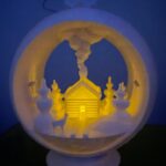 Snow Globe Votive Ornament - Winter Cabin